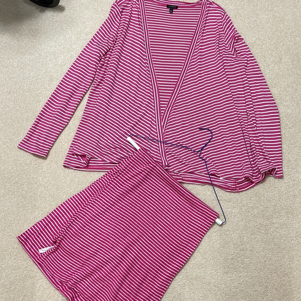 Talbots M cardigan with matching scarf.